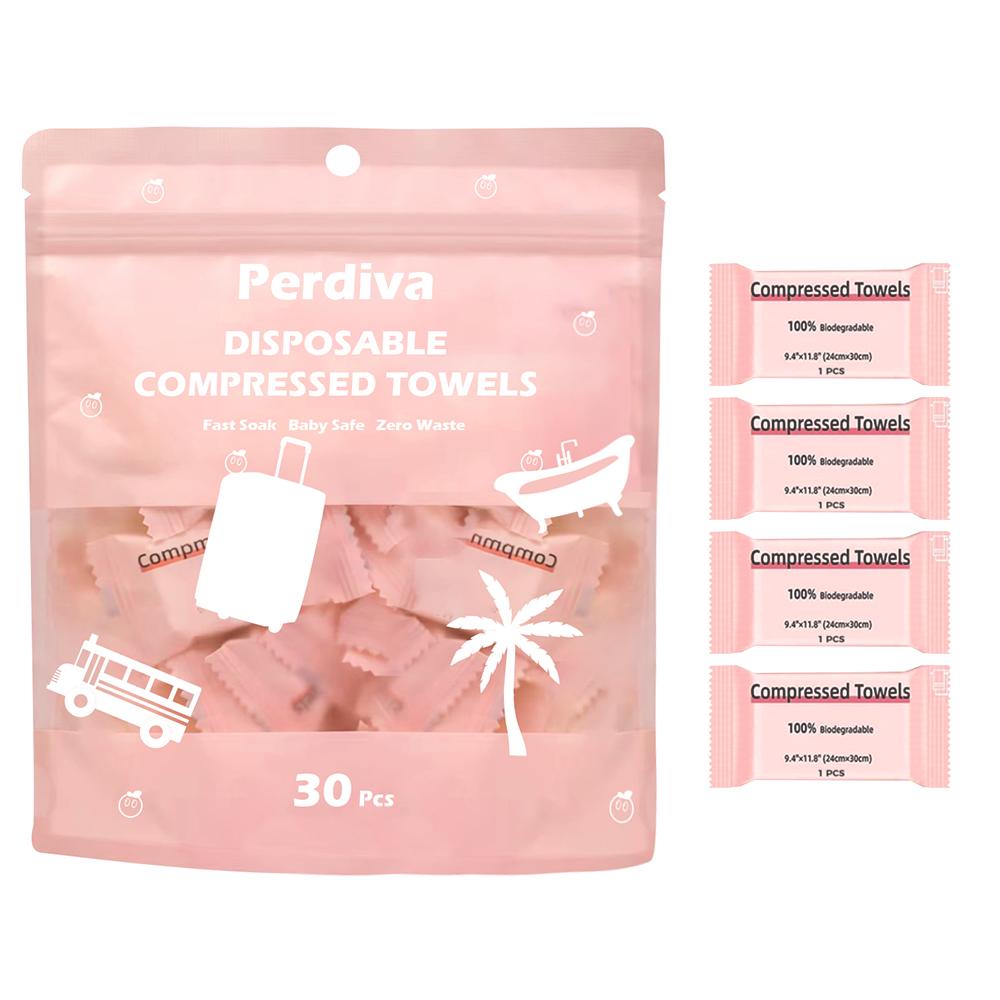 Disposable Compressed Towel Tablets, 30Pcs, Portable Compact Face Towels for Home, Camping, Hiking, Travel, Picnics & Gym Workouts, Ideal for On-the-Go Hand/Face Cleansing & Make-Up Use