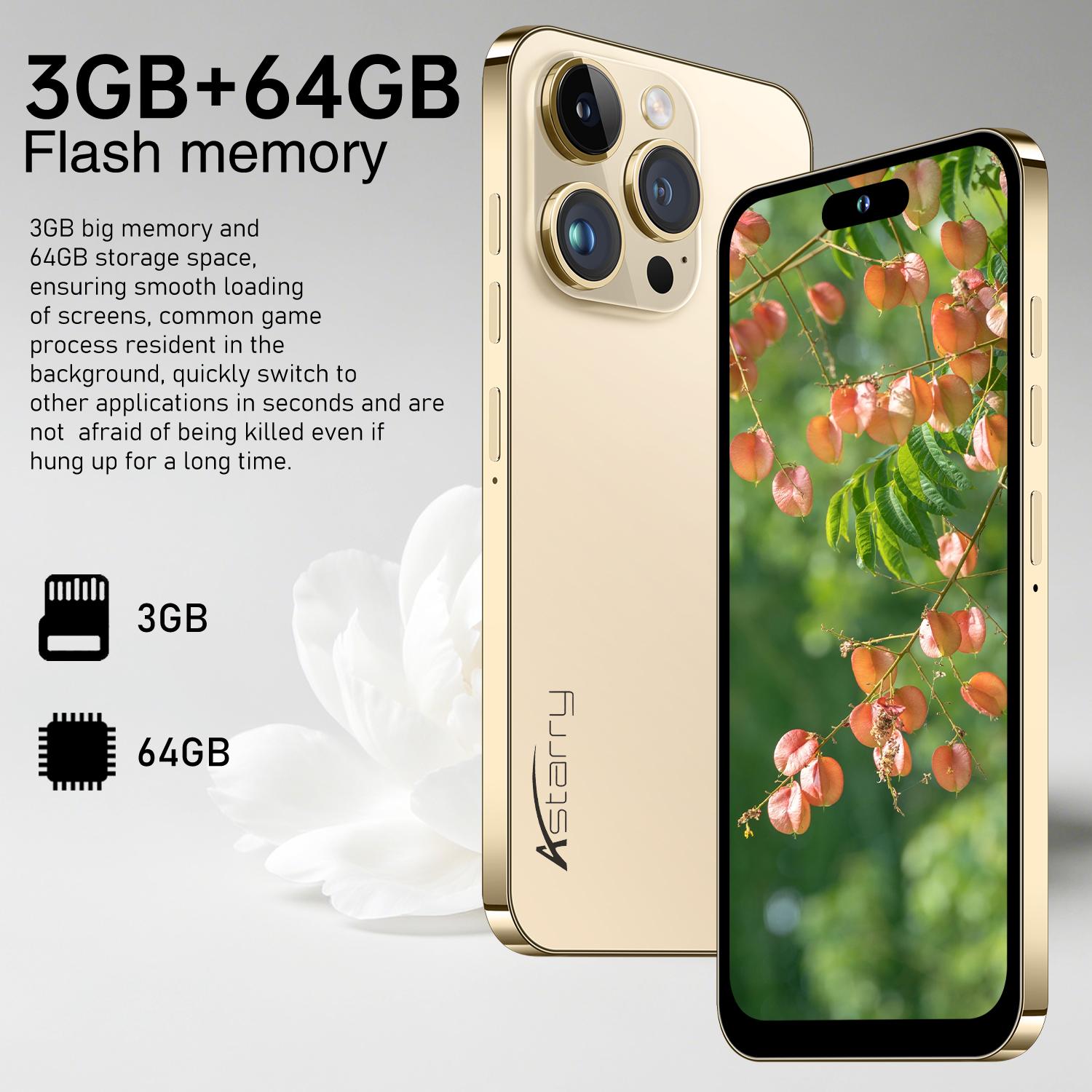 Astarry 16 Pro Max Smartphone, 4g Dual Sim, 6.56-Inch Display, 3gb+64GB RAM, 5+13mp Camera, 4100mah Battery, Android System, Ideal Gift