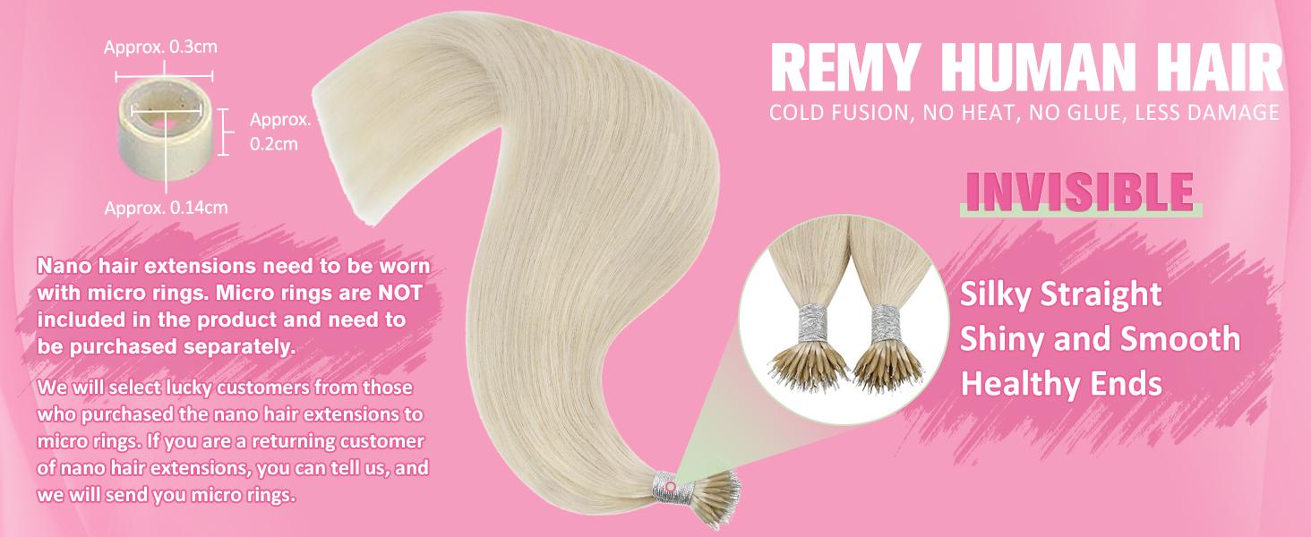 YoungSee Nano Beads Hair Extensions Human Hair Silky Hair Extensions for Women Nano Link to Change Your Look #TikTokShopBlackFriday SpringStatements