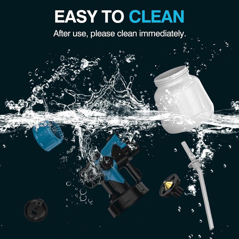 Cordless Paint Sprayer with 2 Batteries 21V 4.0Ah 1000ml Cordless Spray Paint Gun 3 Spray Modes 3 Nozzles Adjustable Flow Length for Home Interior Furniture Wall Door Latex (Style B-Blue)