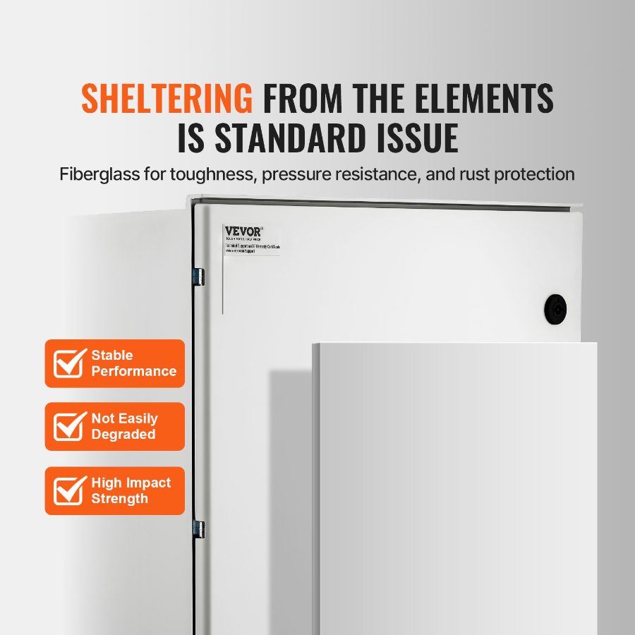 fathersdaygift VEVOR NEMA Steel Case, 24x20x9'' NEMA 4X Fiberglass Electric Enclosure, IP66 Water Dust Resistant, Suitable for Both Outdoor Indoor Use, Includes Mounting Plate (60x50x23 cm)