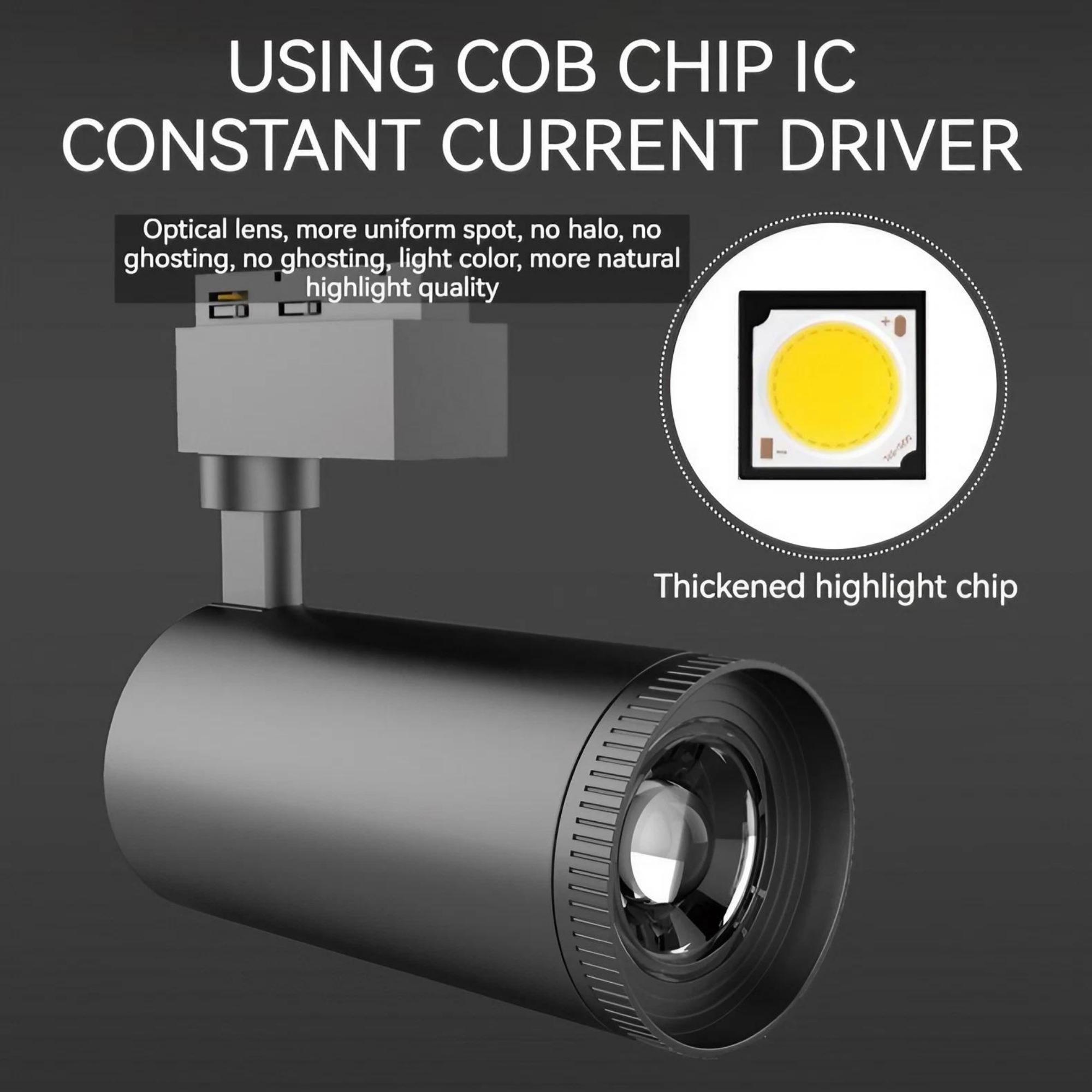 10W Multi-functional Adjustable Focus Track Light, with Adjustable Focus, 360° Rotation, and Adjustable Angle - A Perfect Lighting Solution for Indoor Spaces, Ideal for Home, Office, Commercial Areas, and More