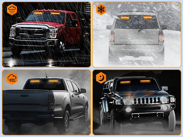 Nilight 24LED High Intensity 12-24V DC Aluminum Tinted 2-in-1 Emergency Strobe Traffic Advisor Light Bar, Amber Dash Warning Safety Flashing Lights for Windshield, Law Enforcement Trucks Cars Plow Vehicles