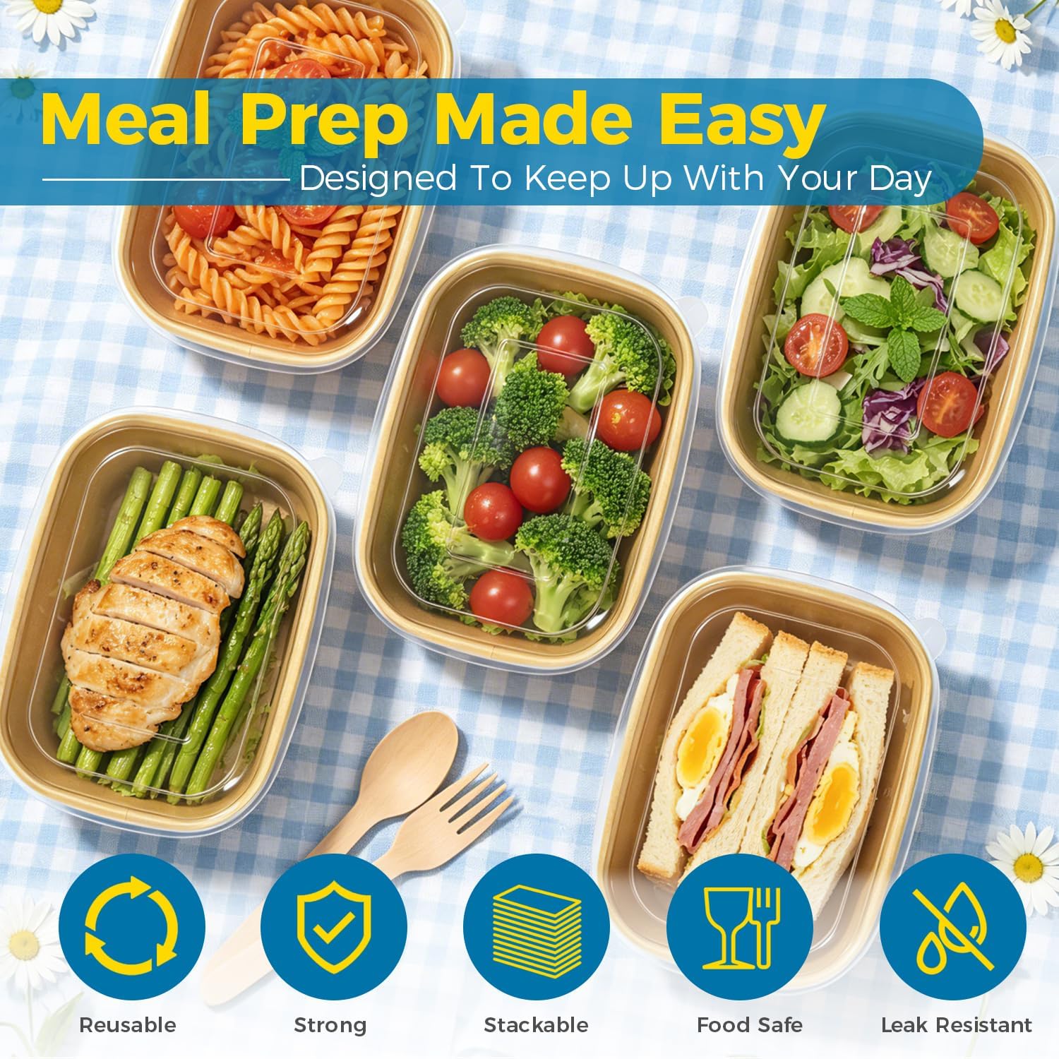 50 Pack (100-Pieces) 35 oz Meal Prep Containers with | Disposable Paper Storage Containers Sturdy & Reliable, Microwave & Freezer Safe, To Go Take Out Containers 50 Pack (100-Pieces) 35 oz Meal Prep Containers with | Disposable Paper Storage Containers Sturdy & Reliable, Microwave & Freezer Safe, To Go Take Out Containers