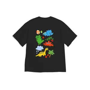 Cartoon Dinosaur Print Loose-Fitting Summer Short-Sleeve Unisex T-Shirt