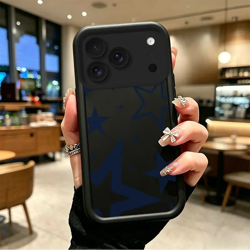 Phone case for iphone 17PROMAX 17PRO Navy Blue Stars & Zigzag Patterns Celestial Eye Layered Phone Case Full cover protection Enhanced Peotection Shockproof TPU boboiptyjtNN55