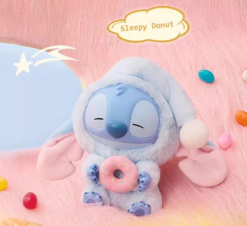 Disney Stitch Eat Something Before Sleep Collection Vinyl Plush Toy Blind Box PVC Plush Hanging Collectible Ornament Stitch Pendant Decor for Handbag Backpack Canvas Bag Cute Ideal New Year Holiday Gift for Kids Students Fans