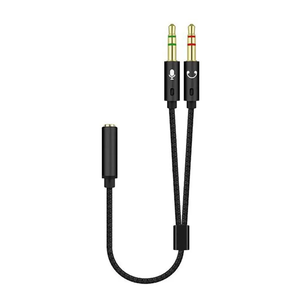 Headphone 3.5mm Splitter Mic  for , Headset 3.5mm Female to 2  Male Microphone Audio Stereo Jack