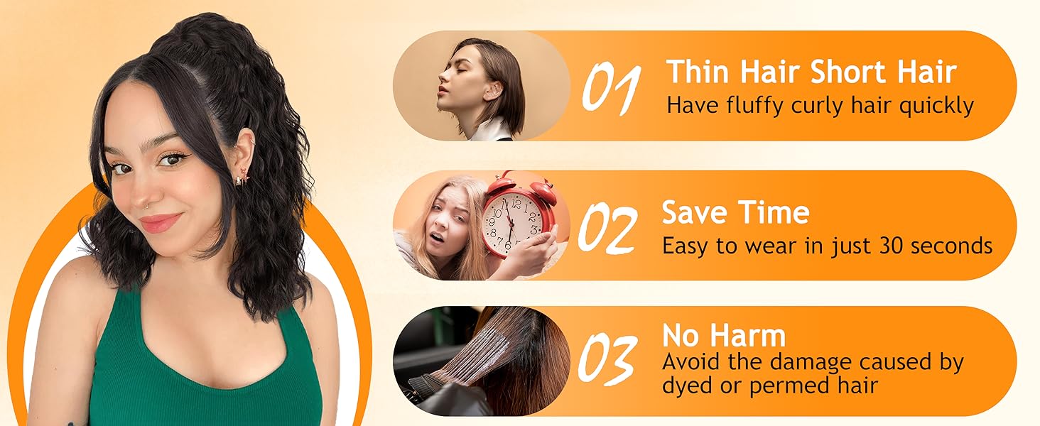 Fxmongyi Claw Clip Ponytail Extension 18" Curly Wavy Pony Tails Hair Extensions Layered Fluffy Clip on Synthetic Hairpieces for Women