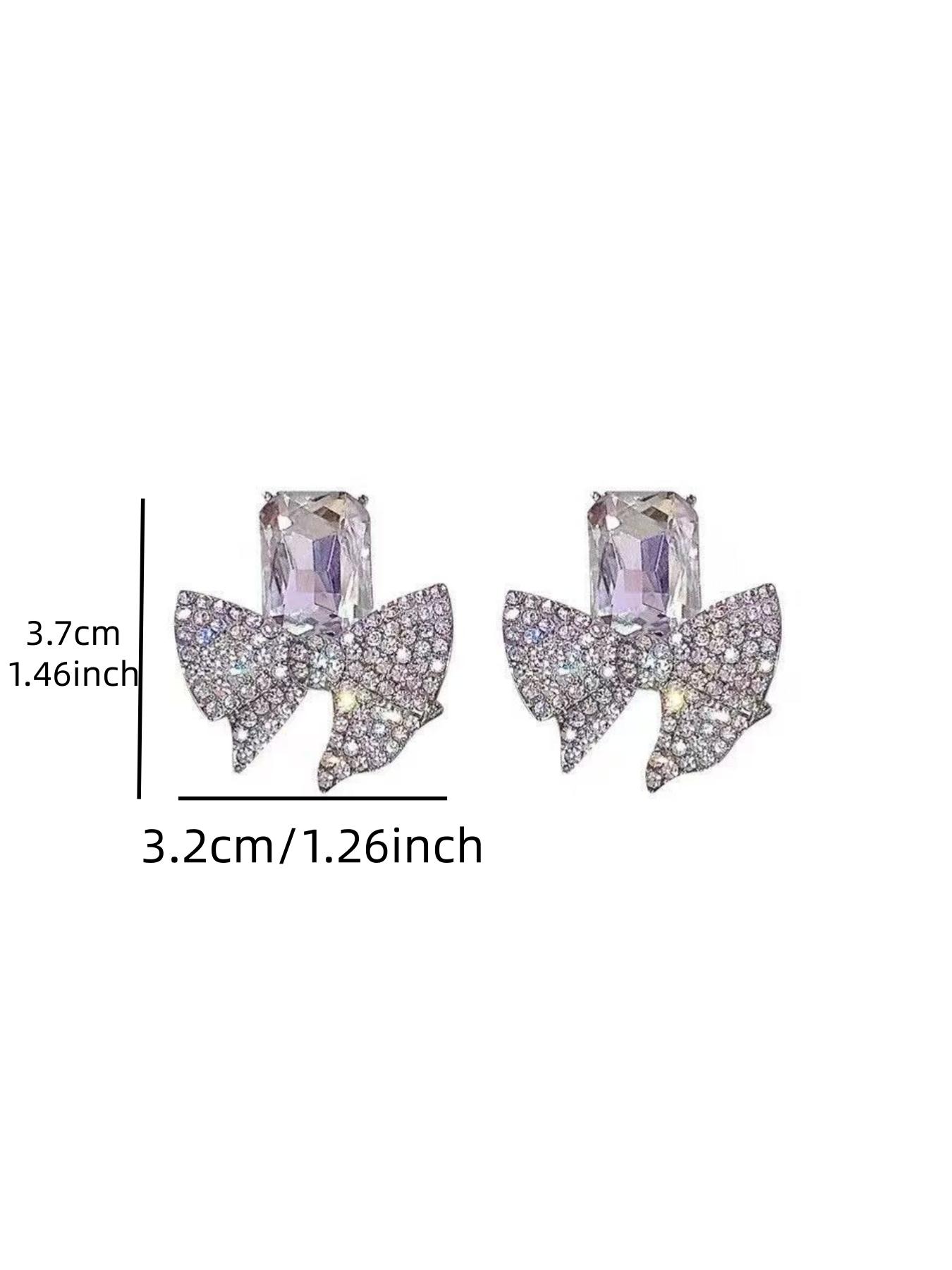 Elegant Bow Rhinestone Earrings, Luxury High-End Bow Earrings, Full Rhinestones Studs, European Style Ear Jewelry for Women