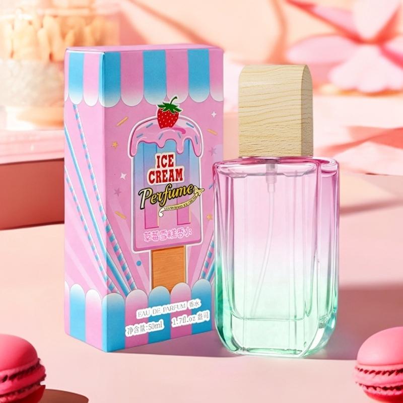 Strawberry Ice Cream Scented Perfume for Women 50ML Top Notes Strawberry Blackberry Middle Notes Jasmine Base Notes Vanilla Amber Sandalwood Juicy Flirty Sweet Scent Skin Like Fragrance Fruit Floral Scent Fruity Fragrance Perfume