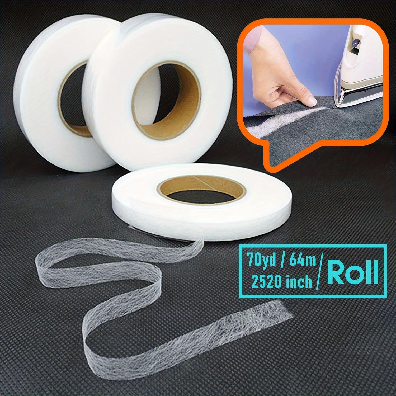 1 Roll 50m Iron-On Hemming Tape, Double-Sided Fusible Interfacing, Heat Fabric Fusible Bonding Web, Adhesive Cloth Tape, Perfect for Crafting & Sewing