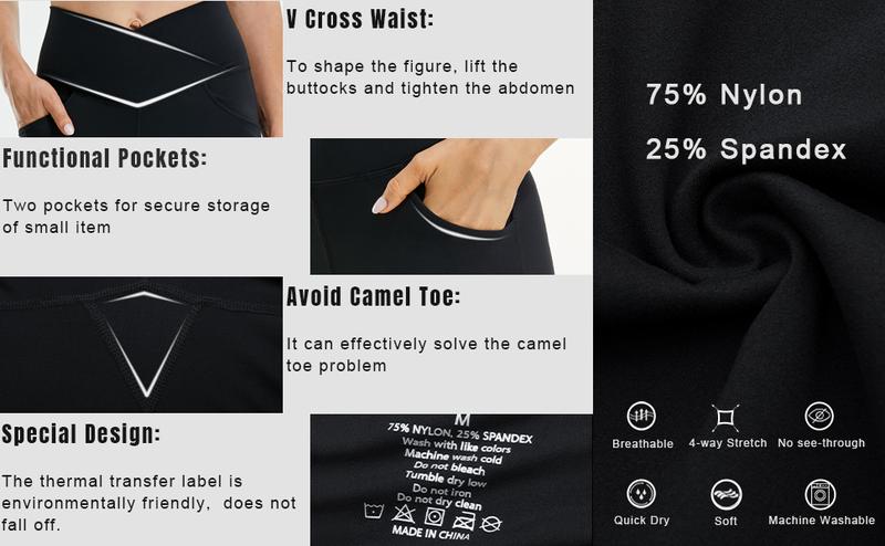 FireSwan Women's Yoga Pants with Pockets Crossover High Waisted Bootcut Pants for Women Gym Workout Flare Leggings