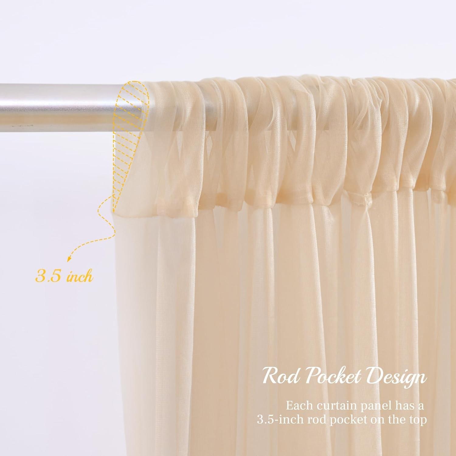 2pc Sheer Background Curtain, Perfect for Parties, Weddings, Baby Shower, Bridal Party, Birthday Party, Photography Backdrop Decor