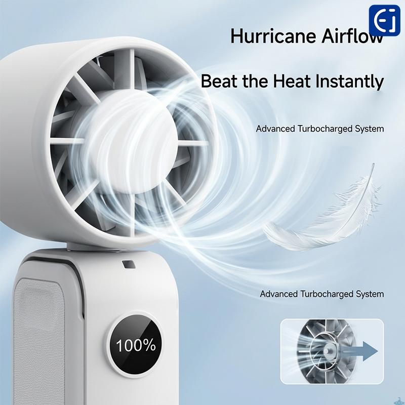 Stay Cool Anywhere! 5-in-1 Magnetic Fan with Smart Display – Clip, Rotate 350°, Wear on Neck/Waist – Ideal for Commute, Office, Camping – Black/White