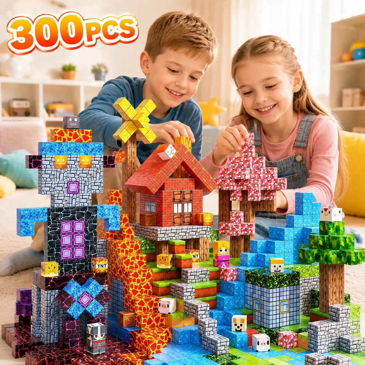 100/200/300/500pcs Magnetic Building Blocks, Unisex Stem Toy for Kids, Creative DIY Puzzle Set, Ideal Gift for Ages 3-10