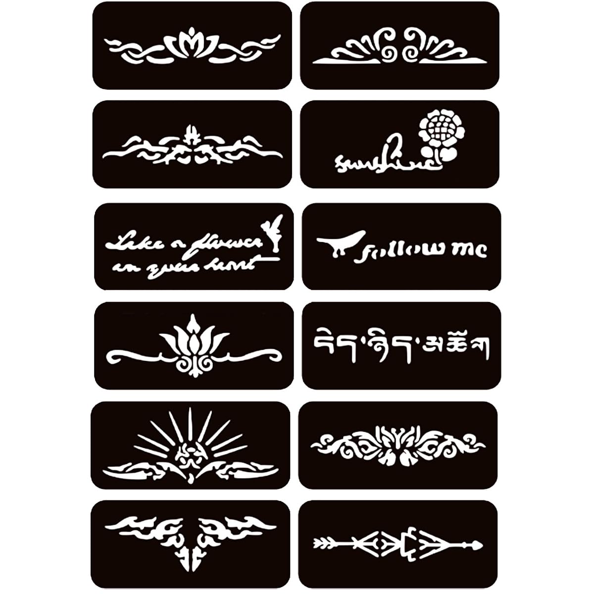 BASIC SUPPLY Temporary Tattoo Kits Henna kit 5 Inks 96 Stencils Cosmetic Grade for Women Men Kids DIY Art Painting Party Gifts