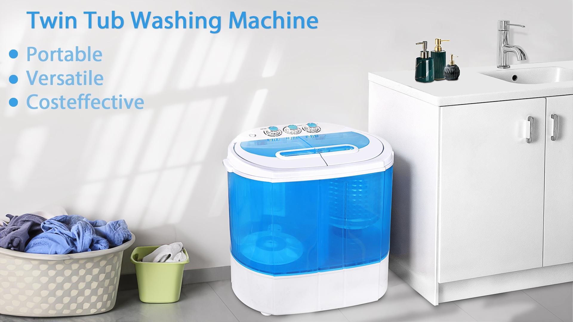 Segawe Portable Washing Machine Mini Twin Tub Washing Machine with Washer & Spinner, Gravity Drain Pump, 9.9lbs Capacity Segawe Portable Washing Machine Mini Twin Tub Washing Machine with Washer & Spinner, Gravity Drain Pump, 9.9lbs Capacity