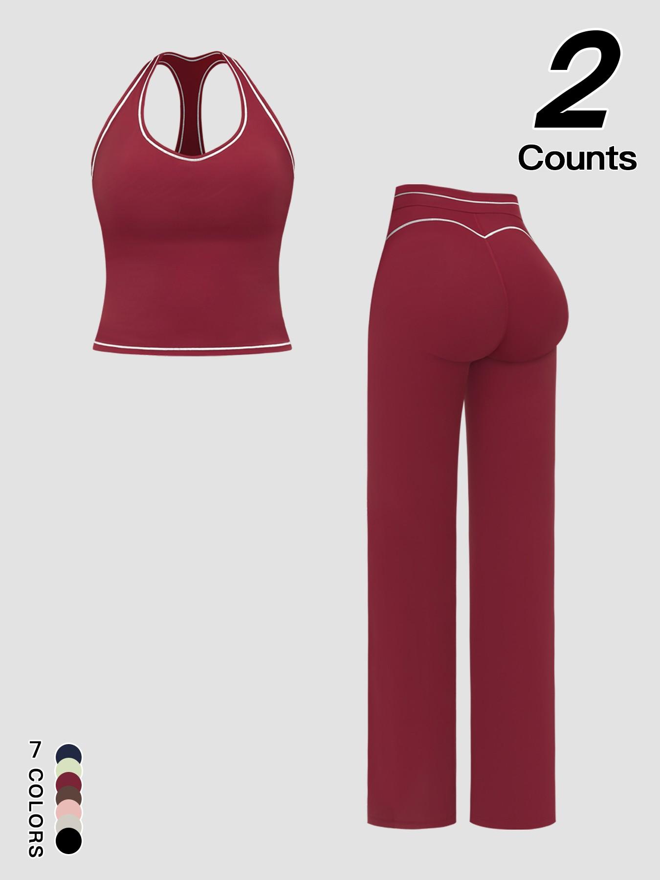 Sports Women's Quick-Dry Halter Tank Top Outdoor Yoga Tummy-Control Flared Pants Casual Active Wear for Spring and Fall Sports Women's Quick-Dry Halter Tank Top Outdoor Yoga Tummy-Control Flared Pants Casual Active Wear for Spring and Fall