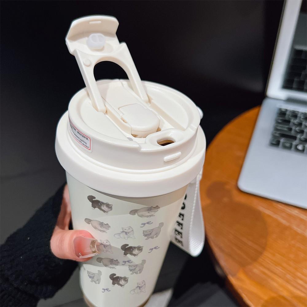 Abstract Cat Bow Texture Coffee Cup, Portable Dual Drink Insulated Tumbler, Heat/cool Water Bottle, Office, Travel, Outdoor Essential