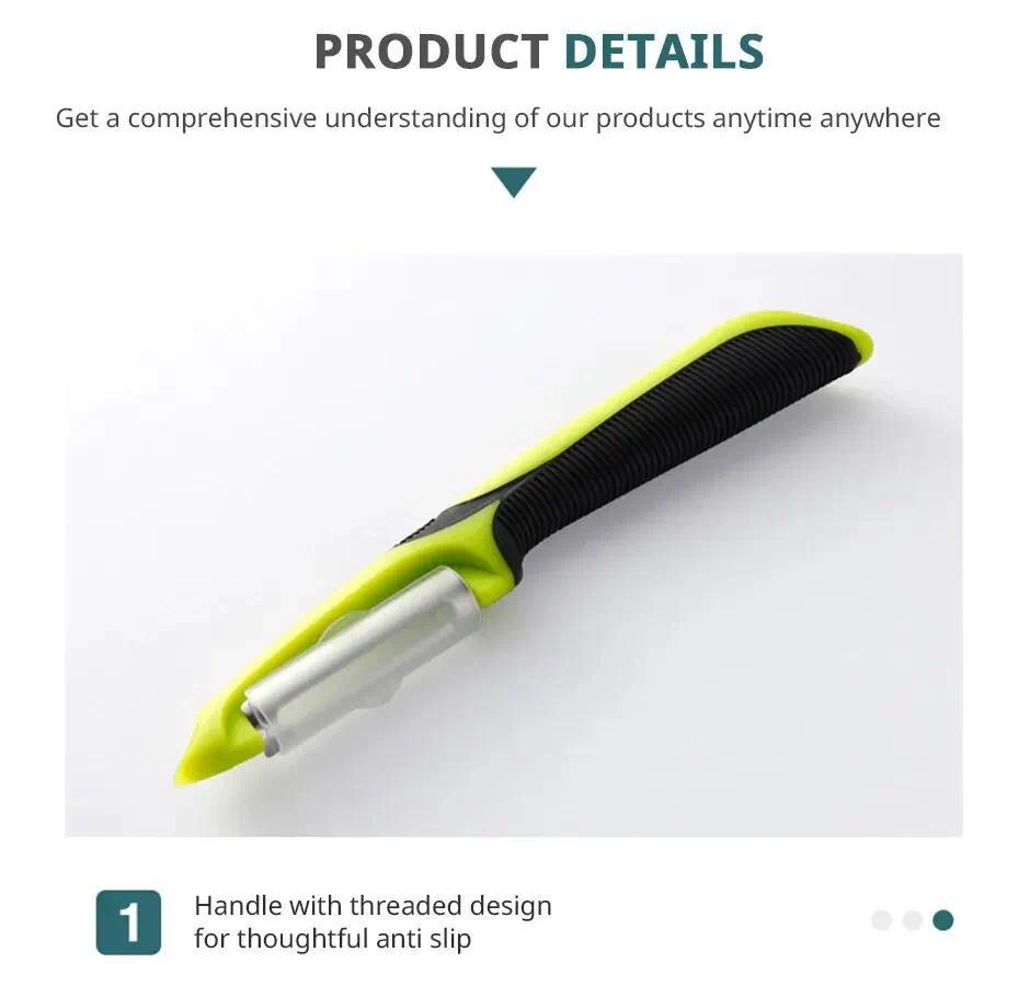 Sharp Durable Stainless Steel Peeler, Multifunctional Manual Fruit Vegetable Cutter, Ergonomic Handle Kitchen Gadget for Potato Apple Carrot Quick Peeling