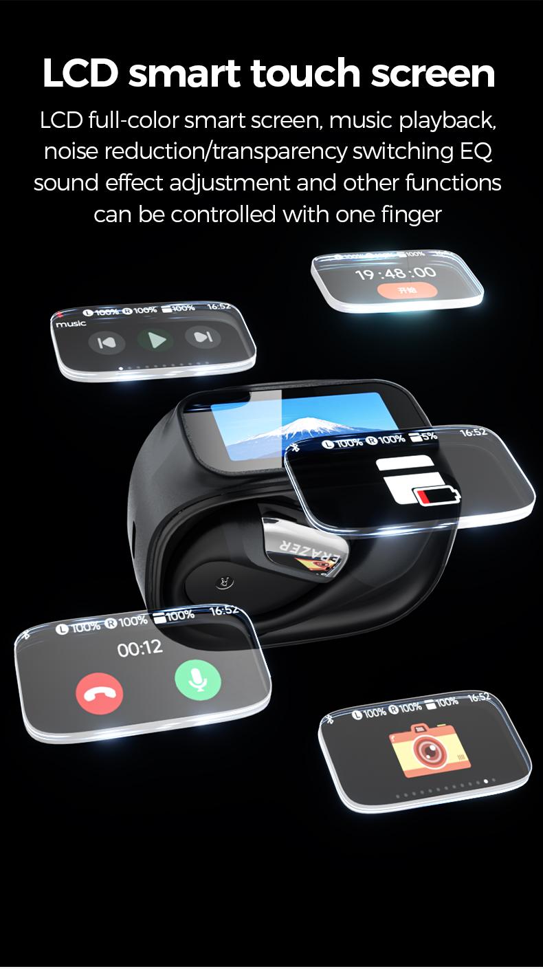 ERAZER XF35 Translation Earbuds Real Time,134 Languages Translator Earbuds Open-Ear Wireless Headphone, With Audio-Visual Future Touch Screen Translating Device for Audifonos Traductores Inglés Español Free APP Fit IOS & Android