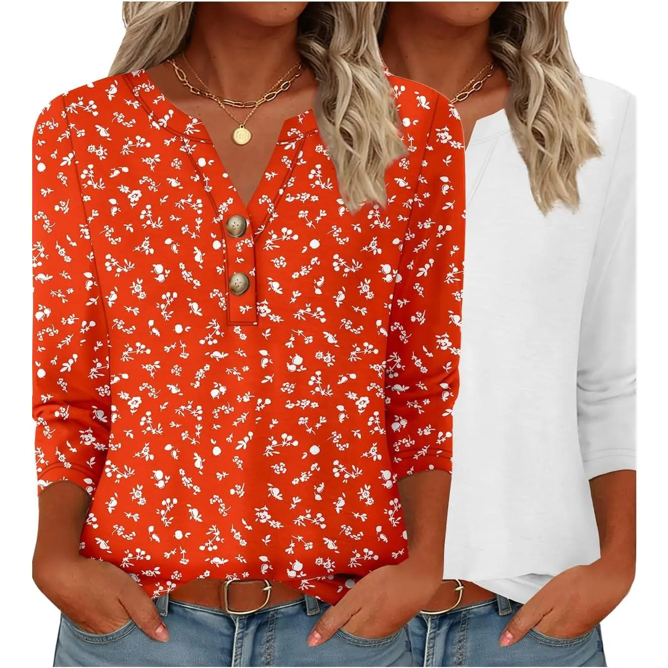 A-white/Floral Orange