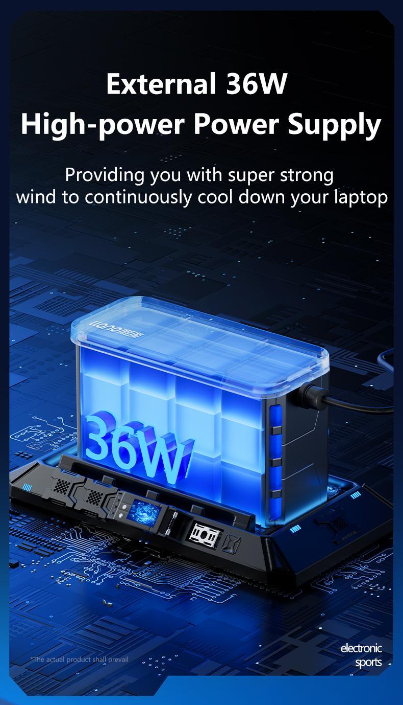 【Limited time 】llano RGB Laptop Cooling Pad, Gaming Laptop Cooler with Powerful Turbofan, Fast Cooling Laptop 15.6-21in, Adjustable Speed, Touch Control, LCD Screen