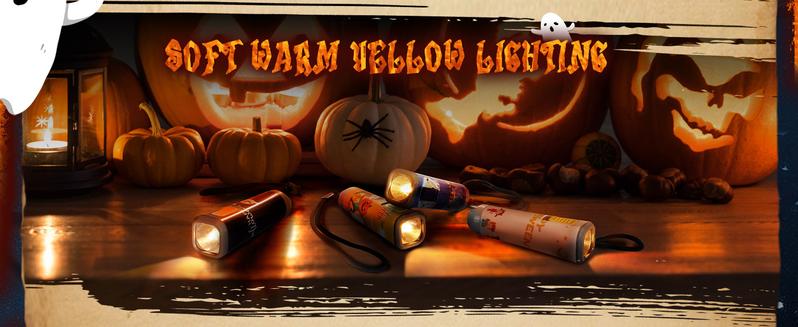 #JumpstartSale EverBrite Halloween Flashlights 4-Pack Halloween Gifts, Small LED Flash Light Handheld Torch with Lanyard 12AAA Battery Included, Mixed Color