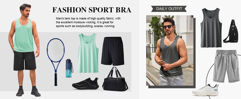 Runcati Mens Workout Tank Tops Sleeveless Shirt Muscle Gym Bodybuilding Fitness Training Loose Fit T Shirts