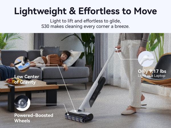 NARWAL S30 Wet Dry Vacuum Cleaner with 20000Pa Suction, 176°F Self-Cleaning, Heated Drying, Disposable Waste Bag, Tangle-Free, Cordless Vacuum Mop for Hard Floors & Edge Cleaning, Easy to Use