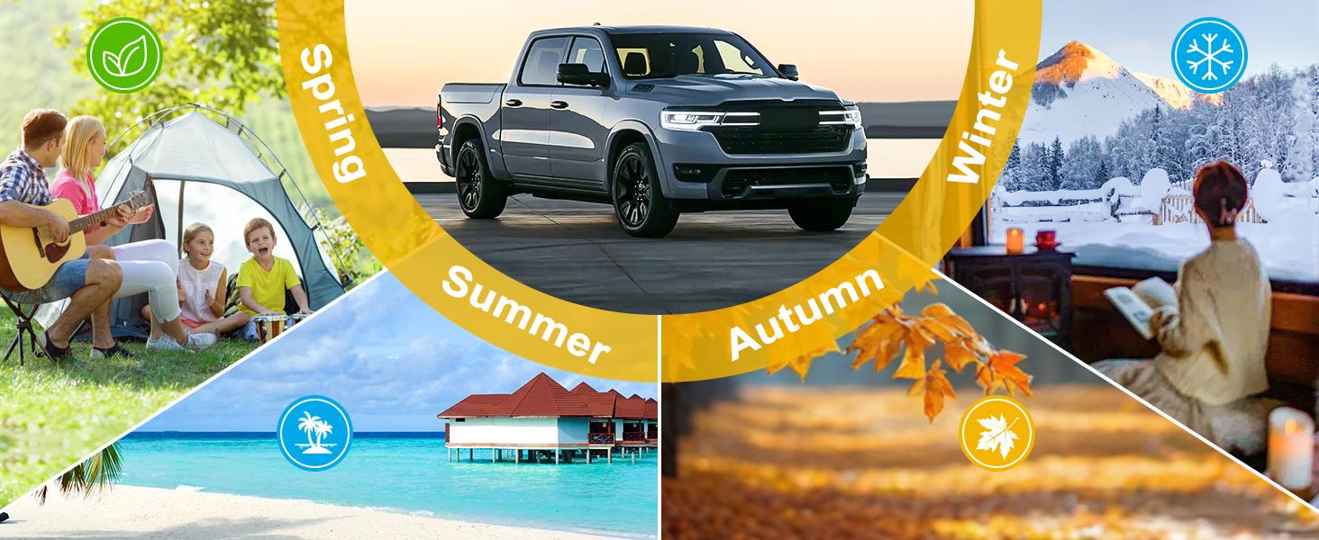 Full Set Black Seat Covers for Dodge RAM 2002-2025 | Fits 1500 2500 3500 Truck Pickup | Crew/Quad Cab with Curved Bench | Heavy Duty Truck Seat Protectors