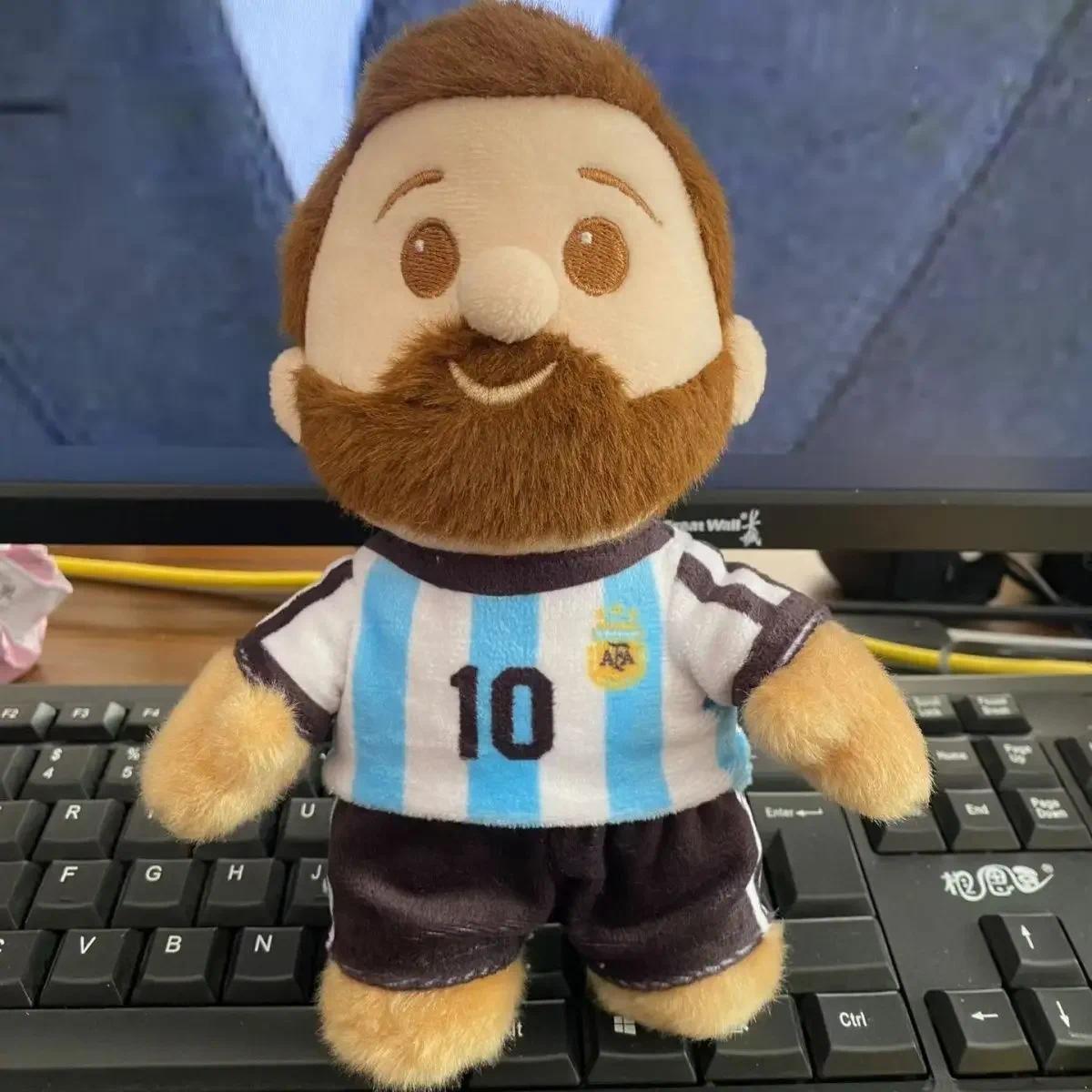 17CM Messi Plush Doll Cute Football Star Fluffy Toy Stuffed Keychain Pendant for Fans Holiday Birthday Gift