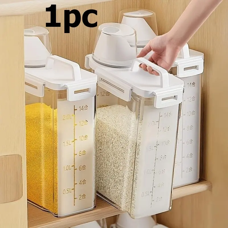 1pc 2.5L Airtight Rice Dispenser - Large Capacity, Moisture-Proof & Insect-Resistant Cereal Food Storage Container with Flip-Top Lid for Kitchen Organization