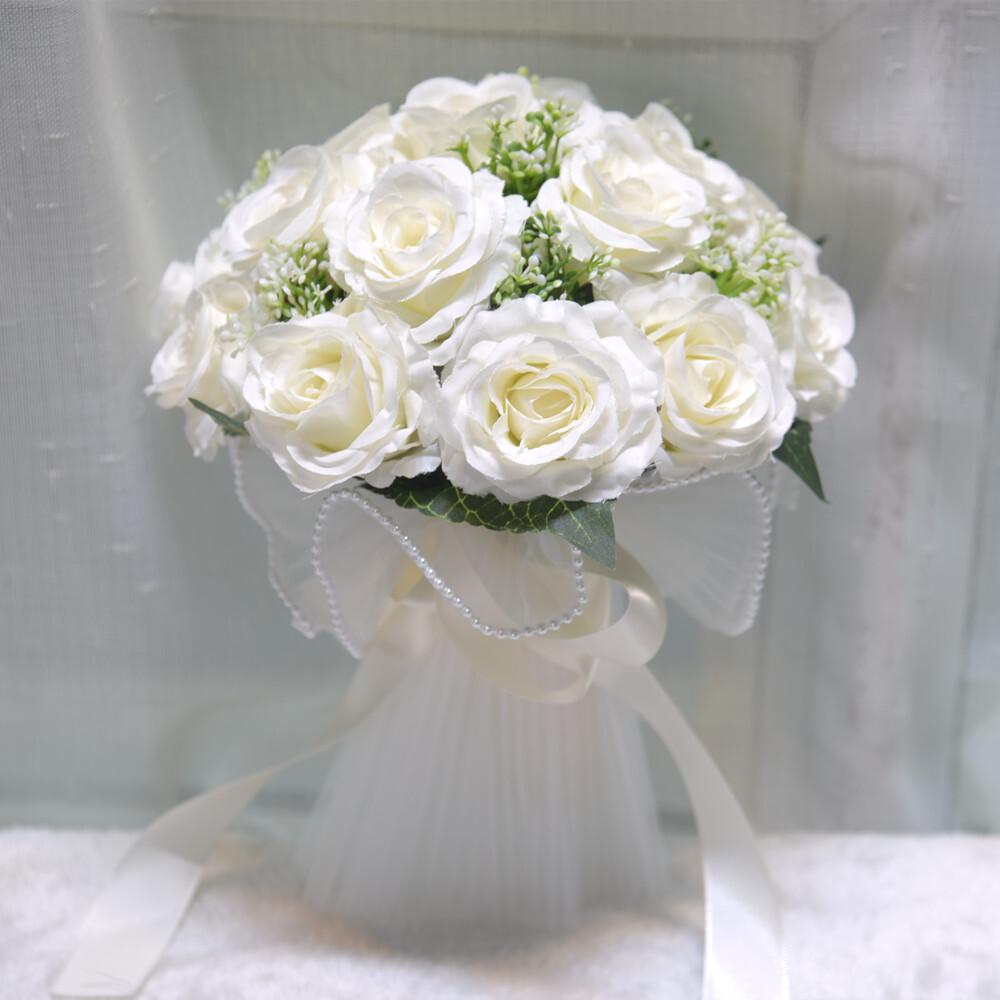 Champagne Color Wedding Rose Plastic Marriage Certifie Bride Bouquet Artificial Flower Photography Props Gift