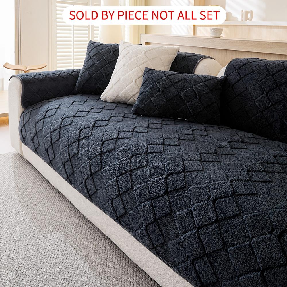 Modern Plush Diamond-Pattern Quilted Sofa Cover, Dustproof, Soft & Pet-Friendly Polyester Protector for Single-Seat to L-Shaped Couches