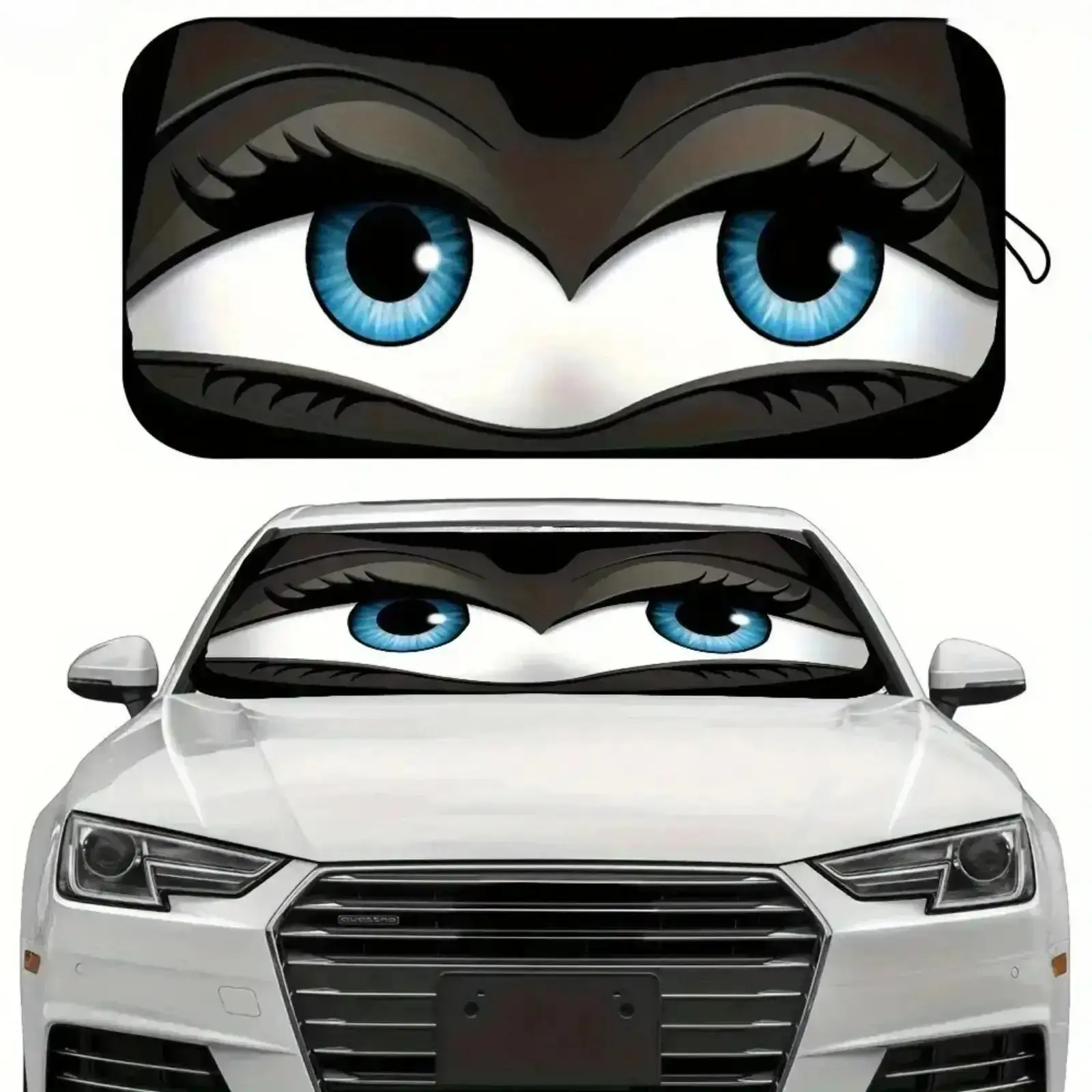 2026 Cartoon Printed Foldable Windshield Car Sunshade, UV Blocking Lightweight Automotive Accessory With Simple Installation, Heat Insulating Cool Interior Design,sohochic