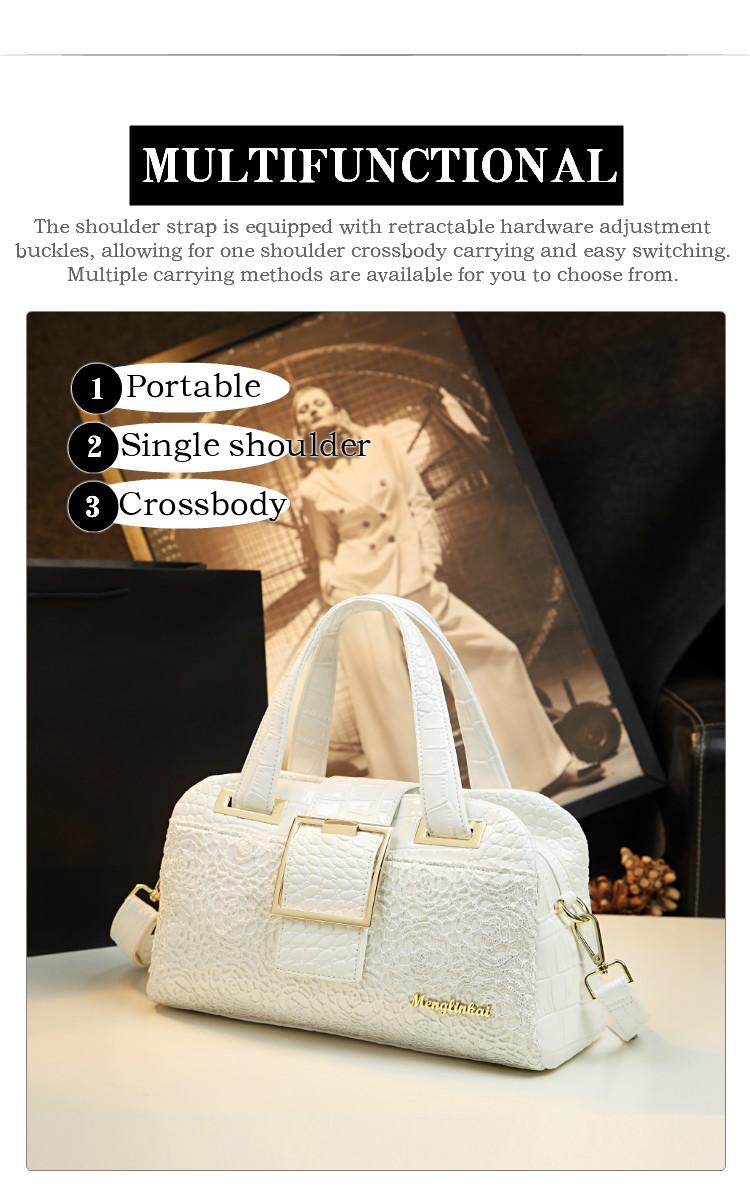 2026 New Bordeaux Boston Bag, Lace Crocodile Texture Embossed Pillow Bag, Luxury Handbag for Women, Crossbody Shoulder Bag