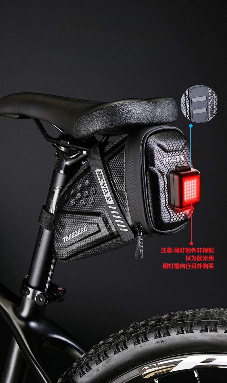 TAKEZERO EVA hard shell waterproof bike saddle bag Seat bag Bike bag under seat 1 litre Bike tail bag Bike Rear bag Bike riding Accessories Storage bag Bike wedge bag Mountain road bike