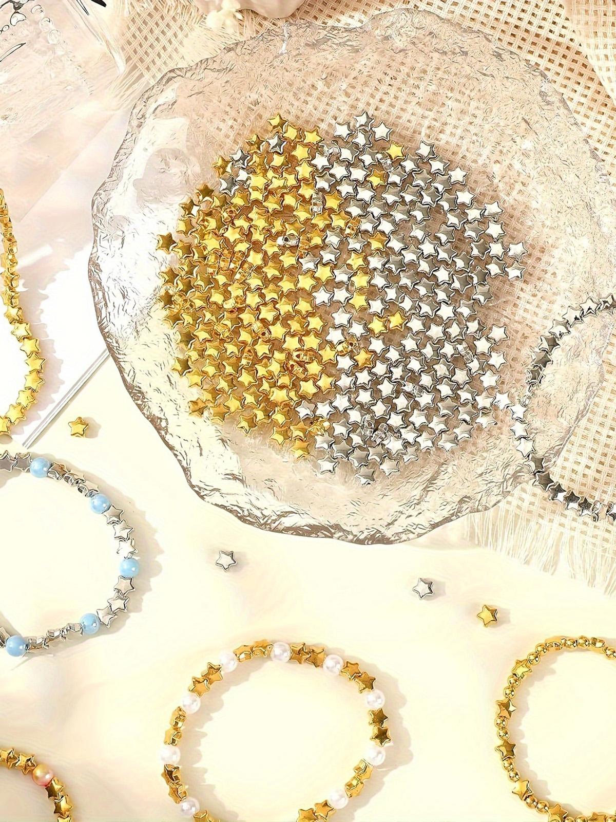 100pcs Star Spacer Beads 6mm Dual Color, Elegant Bright Dual Tone, Ideal for Bracelets, Jewelry, Keychains, Craft Accessories