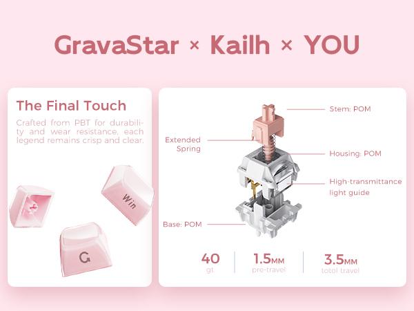 GravaStar Mercury K1 - Sakura Pink 75% Pink Wireless Creamy Keyboard, Aluminum Alloy Exoskeleton Design Mechanical Gaming Keyboard, Creamy Keyboard, Gasket Hot-Swap Socket, Linear Switches, RGB Backlit GravaStar Mercury K1 - Sakura Pink 75% Pink Wireless Creamy Keyboard, Aluminum Alloy Exoskeleton Design Mechanical Gaming Keyboard, Creamy Keyboard, Gasket Hot-Swap Socket, Linear Switches, RGB Backlit