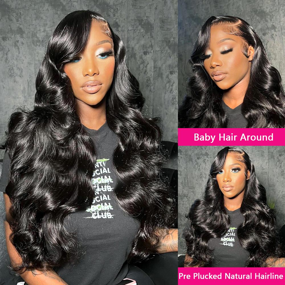 QUANDIAN 13x6 Lace Front Wigs Human Hair HD Transparent Lace Frontal Wig Body Wave 200% Density Human Hair Pre Plucked Brazilian Virgin Hair Springtok