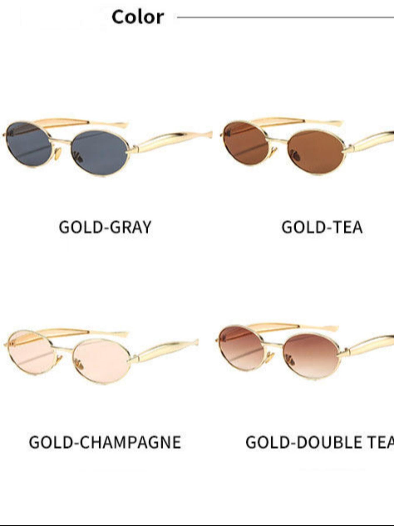 2026 New Oval Metal Sunglasses, Vintage Gold Frame, Gradient Lenses, Small Face Fine Frame, Trendy Street Style Women's Shades