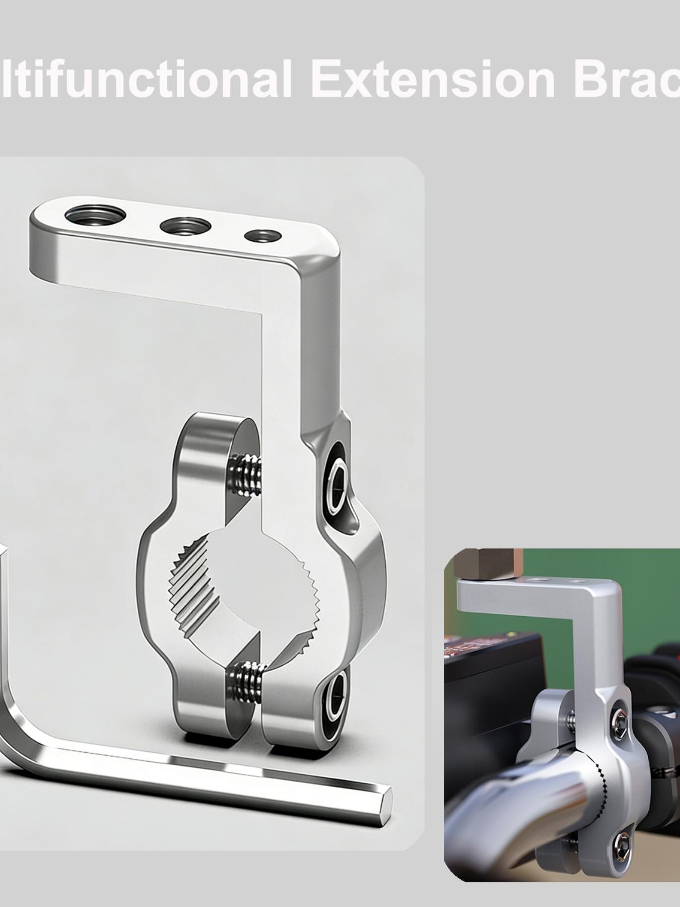 Motorcycle Handlebar Extension Bracket, Durable Aluminum Alloy, Fits M6/m8/m10, Adds Spotlights, Navigation, Tire Pressure Gauge, Dash Cam