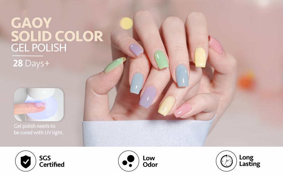 GAOY Macarons Pastel Pink Blue Gel Nail Polish Set, 6 Colors Green Yellow Nude Spring Soak Off UV Light Cure Gel Polish Kit for Salon and Nail Art DIY at Home