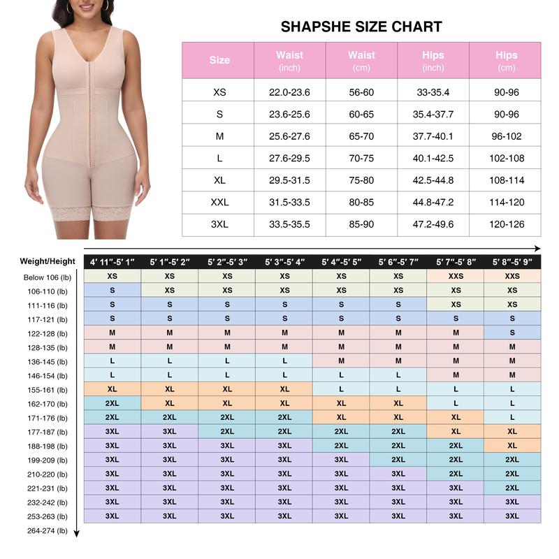 SHAPSHE Shapewear for Women Tummy Control Fajas Colombianas Compression Garment Butt Lifter Body Shaper Bodysuit
