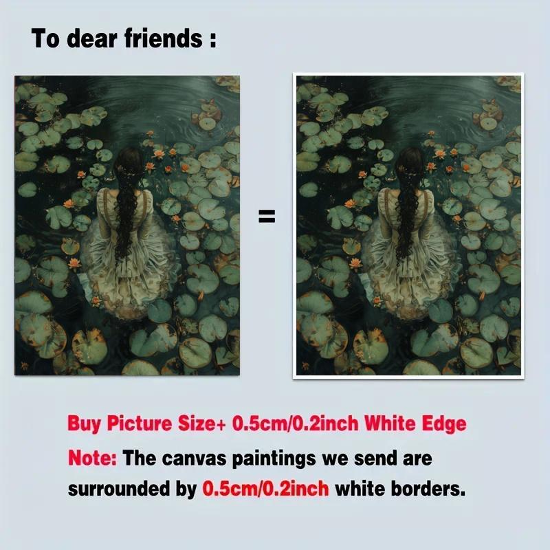 Gothic Victorian Lake Canvas Art Print - Dark Academia Aesthetic Waterproof Wall Decor, Victorian Gothic for Living Room, Bedroom, Office - Mysterious Moody Tones, Unframed or Wrapped Canvas Frame, Use (No Frame Included), 2D Flat, Perfect for Room