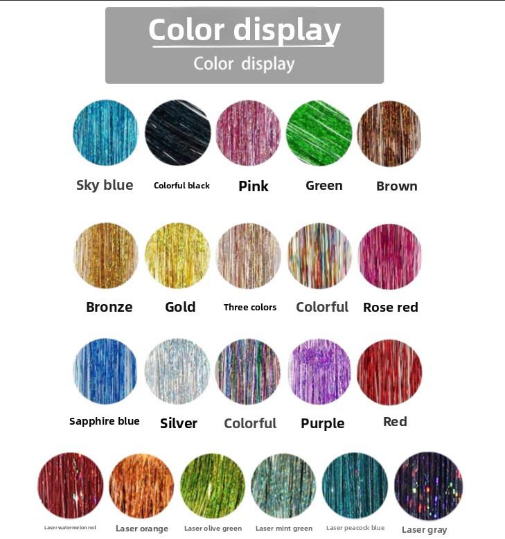 Shiny Metallic Clip in Hair Extensions Laser Colored Highlight Wig Pieces for Women Party Daily Use
