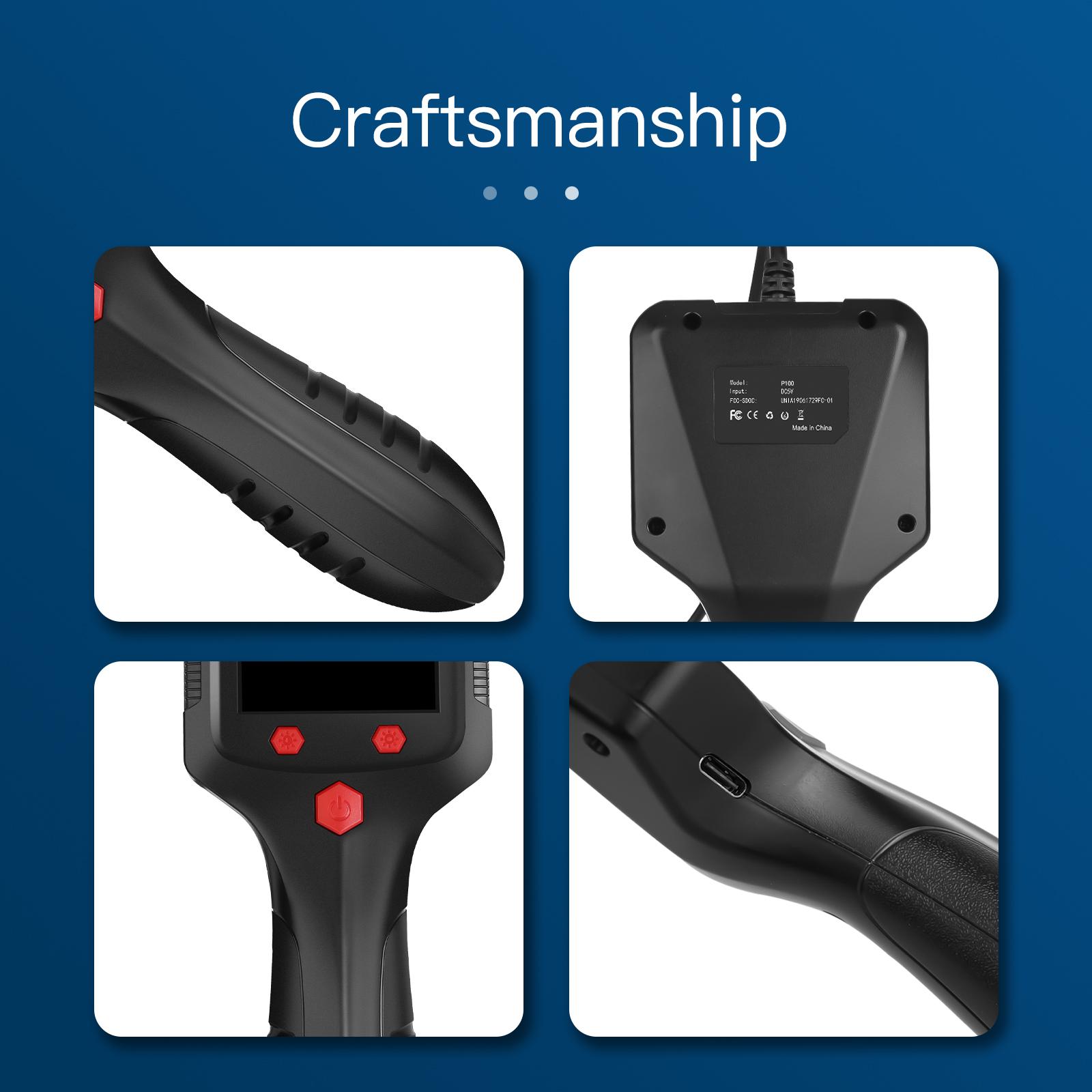 Borescope Triple Lens Sewer Inspection Camera with 32.8ft Semi-rigid Cable, 1080P HD Endoscope Camera with Light, IPS Screen Industrial Endoscope, IP67 Drain Camera Snake