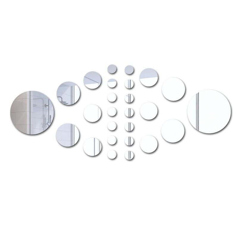 1COUNT Round Acrylic Mirror Wall Stickers, 3D Self-Adhesive DIY Round Mirror Wall Decals, Modern Minimalist Nordic Style Shatterproof Wall Art Decor for Living Room Bedroom, Make Room Look Bigger, Easy Install
